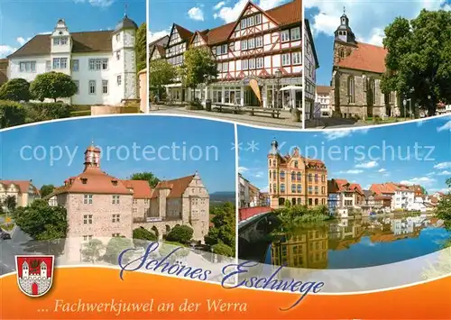 AK / Ansichtskarte Eschwege Schloss Fachwerhaus Kirche Werra Bruecke Eschwege