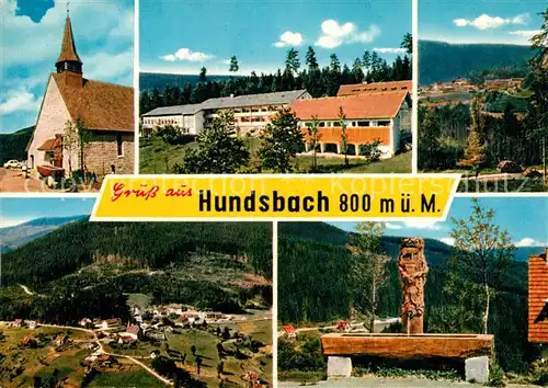 AK / Ansichtskarte Hundsbach_Forbach Luftkurort Schwarzwald Kirche Holzbrunnen Fliegeraufnahme Hundsbach Forbach