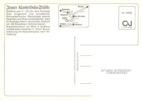 AK / Ansichtskarte Irsee Irseer Klosterbraeu Stueble Gastraeume Zimmer Irsee