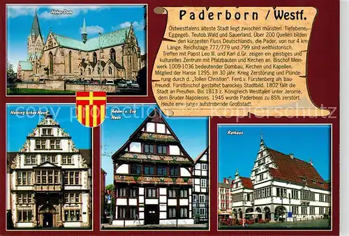AK / Ansichtskarte Paderborn Hoher Dom Heisingsches Haus Adam und Eva Haus Rathaus Paderborn