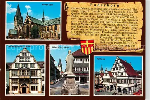 AK / Ansichtskarte Paderborn Hoher Dom Heisingsches Haus Liboriusbrunnen Rathaus Paderborn