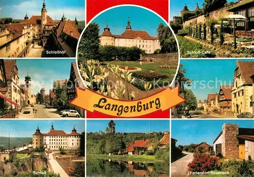 AK / Ansichtskarte Langenburg_Wuerttemberg Schlosshof Schloss Schlosscafe Feriendorf Roseneck Langenburg Wuerttemberg