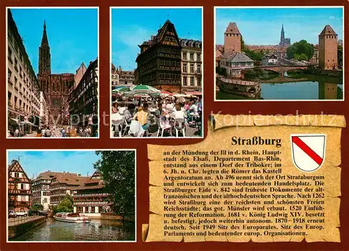 AK / Ansichtskarte Strassburg_Elsass Muenster Kammerzellhaus Gedeckte Bruecken Partie an der Ill Strassburg Elsass