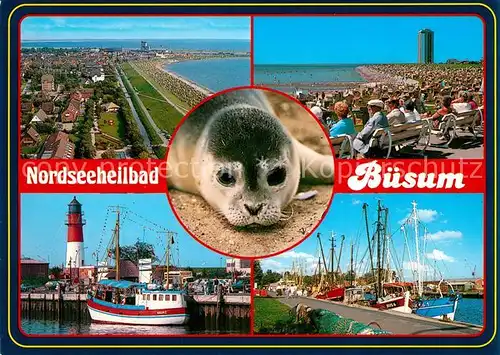 AK / Ansichtskarte Buesum_Nordseebad Fliegeraufnahme Strand Hafen Boot Hauke Buesum_Nordseebad