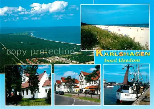 AK / Ansichtskarte Karlshagen Fliegeraufnahme Hafen Kirche  Karlshagen