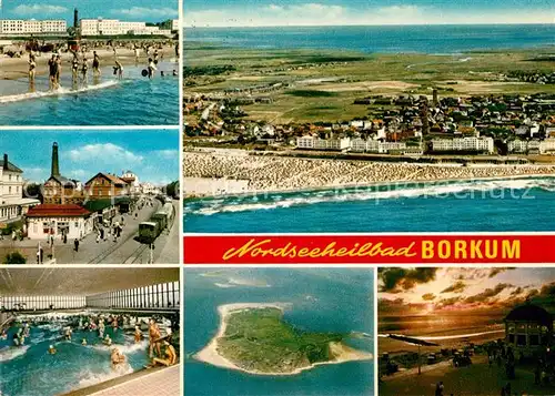 AK / Ansichtskarte Borkum_Nordseebad Fliegeraufnahme Strand Bahnhof Borkum_Nordseebad