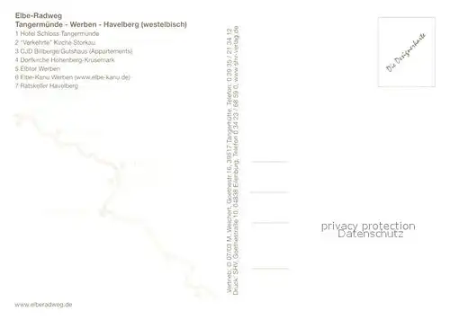 AK / Ansichtskarte Tangermuende Radweg Werben Havelberg Elbtor Verkehrte Kirche Storkau Tangermuende