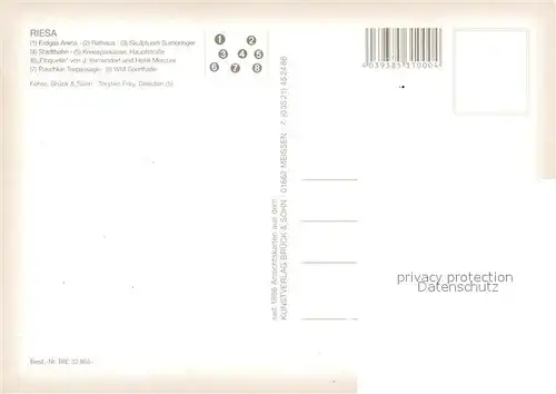 AK / Ansichtskarte Riesa_Sachsen Erdgas Arena Rathaus Skulpturen Stadtbahn Sparkasse Elbquelle Hotel Mercure Puschkin Torpassage WM Sporthalle Riesa Sachsen