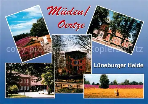 AK / Ansichtskarte Mueden_oertze Landschaftspanorama Lueneburger Heide Hotel Restaurant Kirche Mueden oertze