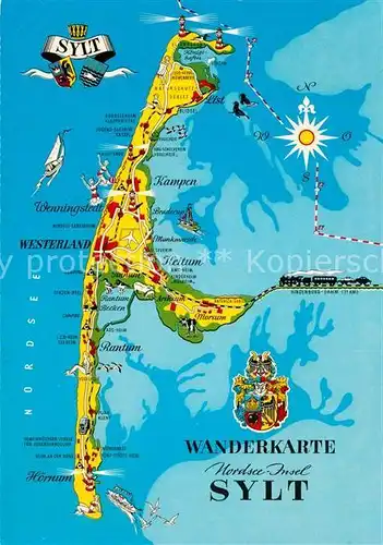 AK / Ansichtskarte Insel_Sylt Wanderkarte Nordseeinsel Insel_Sylt