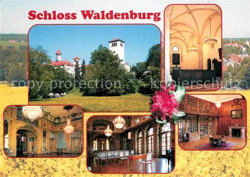 AK / Ansichtskarte Waldenburg_Sachsen Schloss Waldenburg Kapelle Saal Schlossbibliothek Waldenburg Sachsen