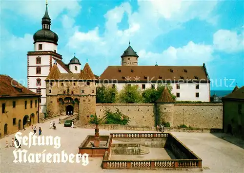 AK / Ansichtskarte Wuerzburg Festung Marienberg aeusserer Burghof mit Pferdetraenke Wuerzburg