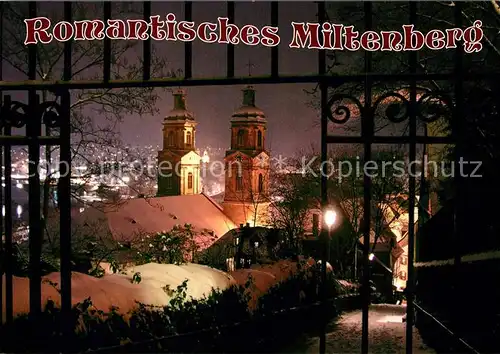 AK / Ansichtskarte Miltenberg_Main Stadtpanorama mit Kirche im Winter Nachtaufnahme Miltenberg Main