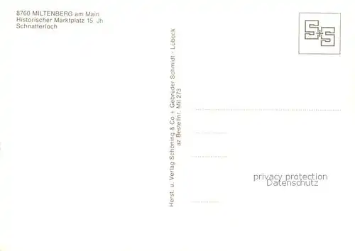 AK / Ansichtskarte Miltenberg_Main Historischer Marktplatz 15. Jhdt. Fachwerkhaeuser Schnatterloch Brunnen Miltenberg Main