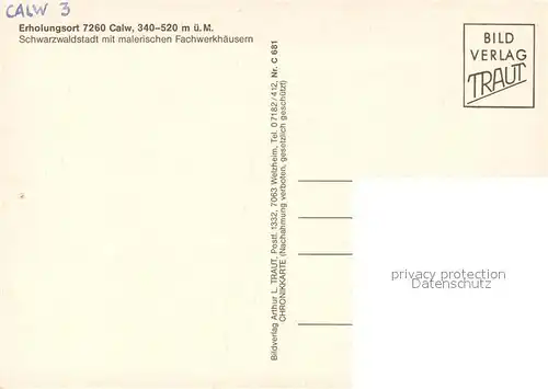 AK / Ansichtskarte Calw Schwarzwaldstadt mit malerischen Fachwerkhaeusern Marktplatz Rathaus Kapelle Brunnen Chronik Wappen Calw