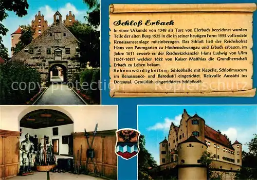 AK / Ansichtskarte Erbach_Donau Schloss Rittersaal Chronik Wappen Erbach Donau
