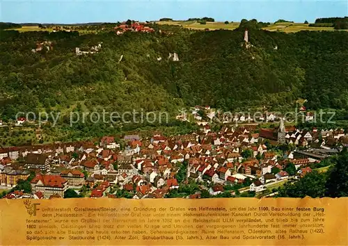 AK / Ansichtskarte Geislingen_Steige Panorama Fuenftaelerstadt Burgen Geislingen_Steige