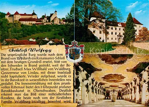 AK / Ansichtskarte Wolfegg Schloss Oberschwaebische Barockstrasse Chronik Wappen Wolfegg