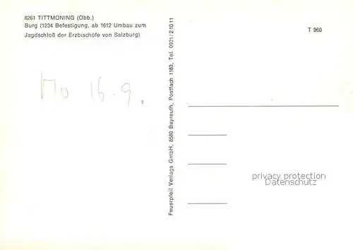 AK / Ansichtskarte Tittmoning_Salzach Burg Jagdschloss der Erzbischoefe von Salzburg Tittmoning Salzach