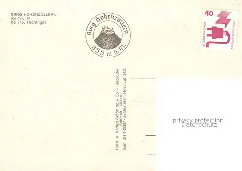 AK / Ansichtskarte Hechingen Burg Hohenzollern Fliegeraufnahme Hechingen