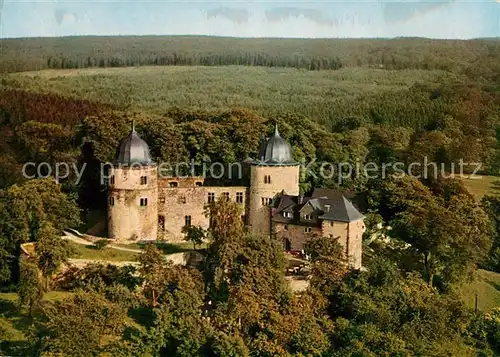 AK / Ansichtskarte Hofgeismar Sababurg Dornroeschenschloss im Reinhardswald Burghotel Freiwildgehege Fliegeraufnahme Hofgeismar