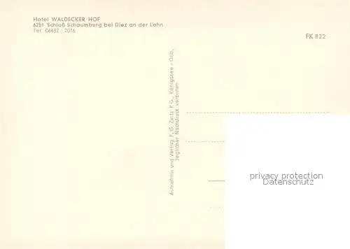 AK / Ansichtskarte Diez_Lahn Hotel Waldecker Hof Schloss Schaumburg Diez_Lahn