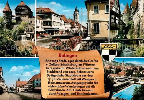 AK / Ansichtskarte Balingen Zollernschloss Innenstadt Stadtmauer Freibad Chronik Balingen