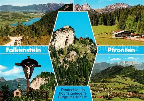AK / Ansichtskarte Pfronten Landschaftspanorama Alpen Wegekreuz Falkenstein Burgruine Pfronten
