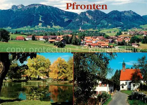 AK / Ansichtskarte Pfronten Panorama Hoehenluftkurort Allgaeuer Alpen Uferpartie an der Vils Kapelle Pfronten
