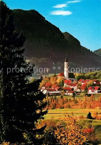 AK / Ansichtskarte Pfronten Ortsansicht mit Kirche Allgaeuer Alpen Pfronten