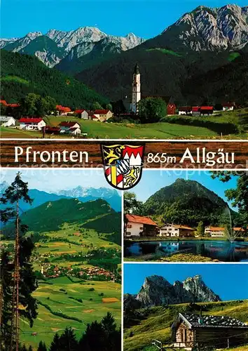 AK / Ansichtskarte Pfronten Ortsansicht mit Kirche Allgaeuer Alpen Alm Pfronten