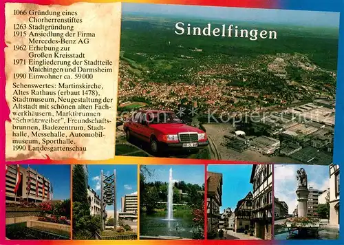 AK / Ansichtskarte Sindelfingen Fliegeraufnahme Rathaus Messehalle Fontaene Brunnen Sindelfingen