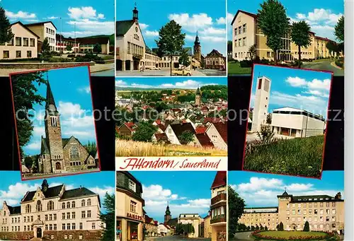 AK / Ansichtskarte Attendorn Teilansichten Panorama Schloss Kirchen Attendorn