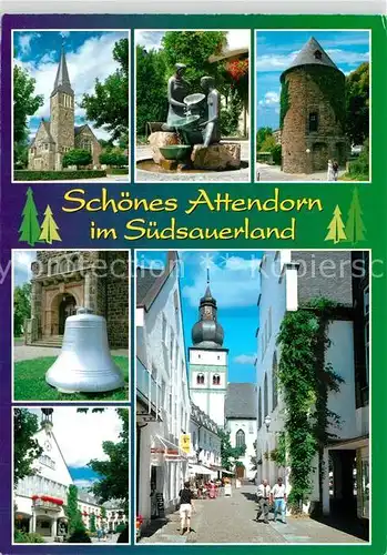 AK / Ansichtskarte Attendorn Kirche Plastik Runder Turm Glocke Wasserstrasse Attendorn