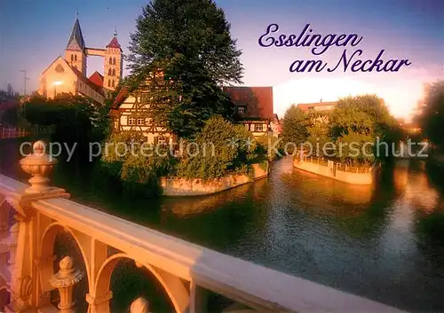 AK / Ansichtskarte Esslingen_Neckar Agnes Bruecke mit Stadtkirche St Dionys Esslingen Neckar