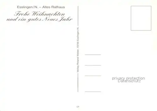 AK / Ansichtskarte Esslingen_Neckar Altes Rathaus zur Weihnachtszeit Esslingen Neckar