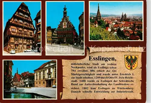 AK / Ansichtskarte Esslingen_Neckar Altes Rathaus Suedseite Hauptfront Stadtblick Rathausplatz Esslingen Neckar