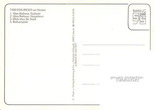 AK / Ansichtskarte Esslingen_Neckar Altes Rathaus Suedseite Hauptfront Stadtblick Rathausplatz Esslingen Neckar