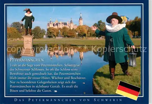 AK / Ansichtskarte Schwerin_Mecklenburg Petermaennchen mit Schloss Schwerin_Mecklenburg