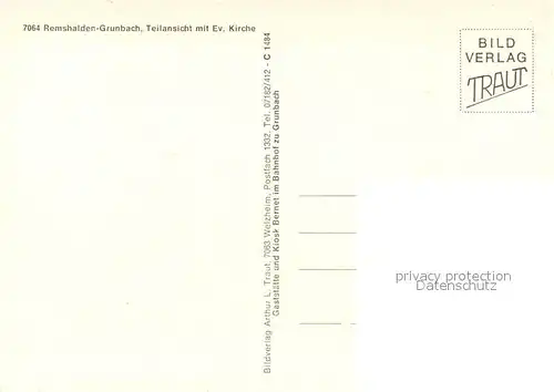 AK / Ansichtskarte Grunbach_Remshalden Teilansicht mit Ev Kirche Grunbach Remshalden