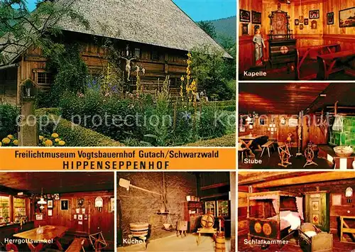 AK / Ansichtskarte Gutach_Schwarzwald Freilichtmuseum Vogtsbauernhof Kapelle Stube Herrgottswinkel Kueche Schlafkammer Gutach Schwarzwald