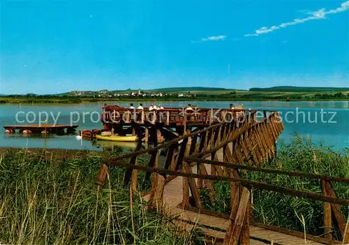 AK / Ansichtskarte Bad_Buchau_Federsee Steg mit Terrasse Bad_Buchau_Federsee