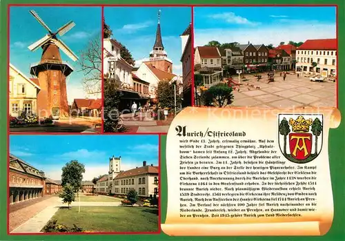 AK / Ansichtskarte Aurich_Ostfriesland Windmuehle Fussgaengerzone Marktplatz Park Aurich_Ostfriesland