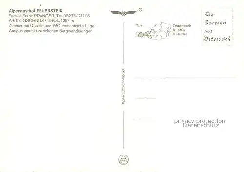 AK / Ansichtskarte Gschnitz_Tirol Alpengasthof Feuerstein Gschnitz Tirol