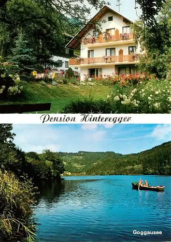 AK / Ansichtskarte Feldkirchen_Kaernten Pension Hinteregger Goggausee Feldkirchen Kaernten