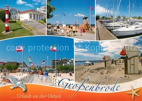 AK / Ansichtskarte Grossenbrode_Ostseebad Seglerhafen Strand Seebruecke Promenade Leuchtturm Grossenbrode_Ostseebad