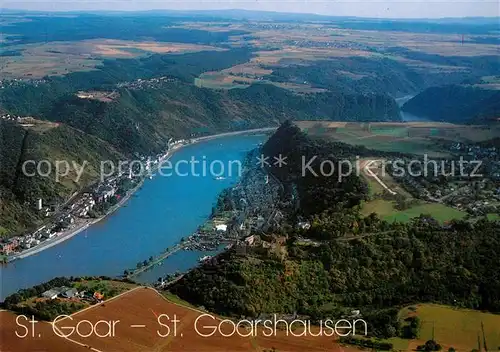 AK / Ansichtskarte St_Goar und St Goarshausen am Rhein Burg Rheinfels Burg Katz Loreley Felsen Fliegeraufnahme St_Goar