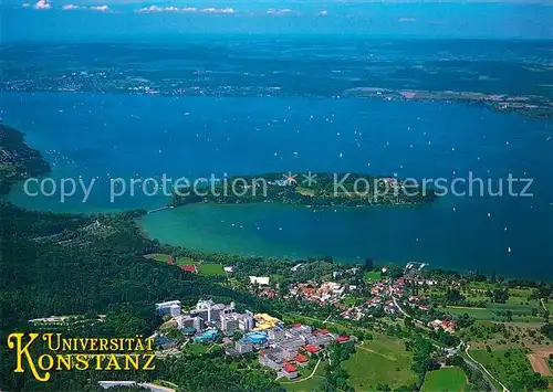 AK / Ansichtskarte Konstanz_Bodensee Universitaet Blick zur Blumeninsel Mainau Fliegeraufnahme Konstanz_Bodensee