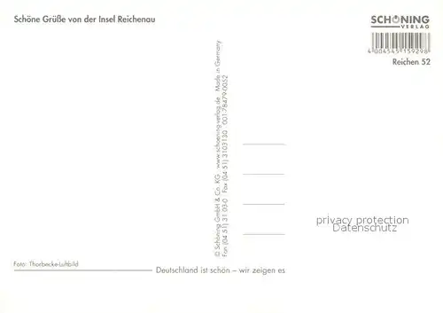 AK / Ansichtskarte Insel_Reichenau mit Alpenkette Fliegeraufnahme Insel Reichenau