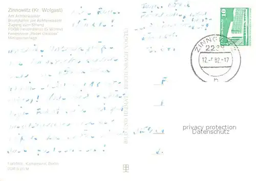 AK / Ansichtskarte Zinnowitz_Ostseebad Achterwasser Bootshafen Strand FDGB Feriendienst IG Wismut Ferienheim Roter Oktober Minisportanlage Zinnowitz_Ostseebad